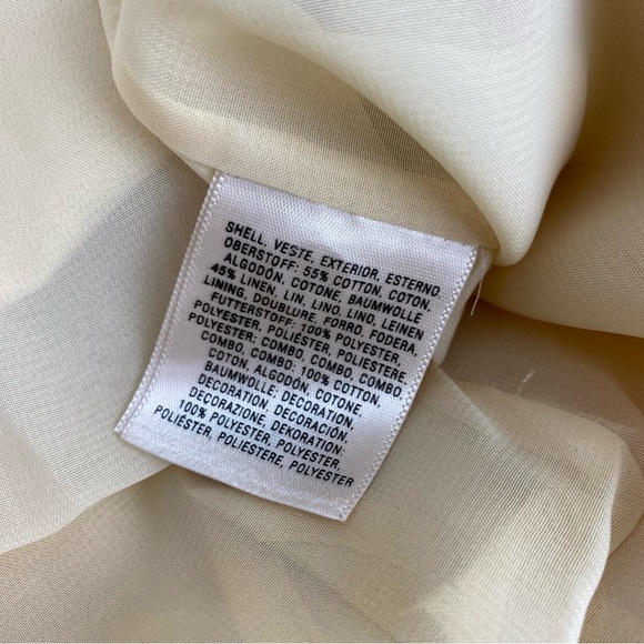 NWT Anthropologie Beige Oleander Linen Floral Appliqué Sleeveless Pencil Dress - Picture 6 of 6